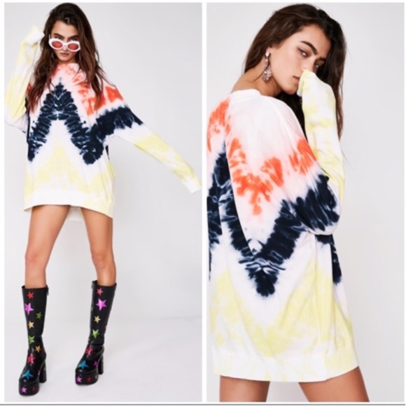 Wildfox Burst Tie Dye Oversized Sweatshirt Jumper - Picture 2 of 8